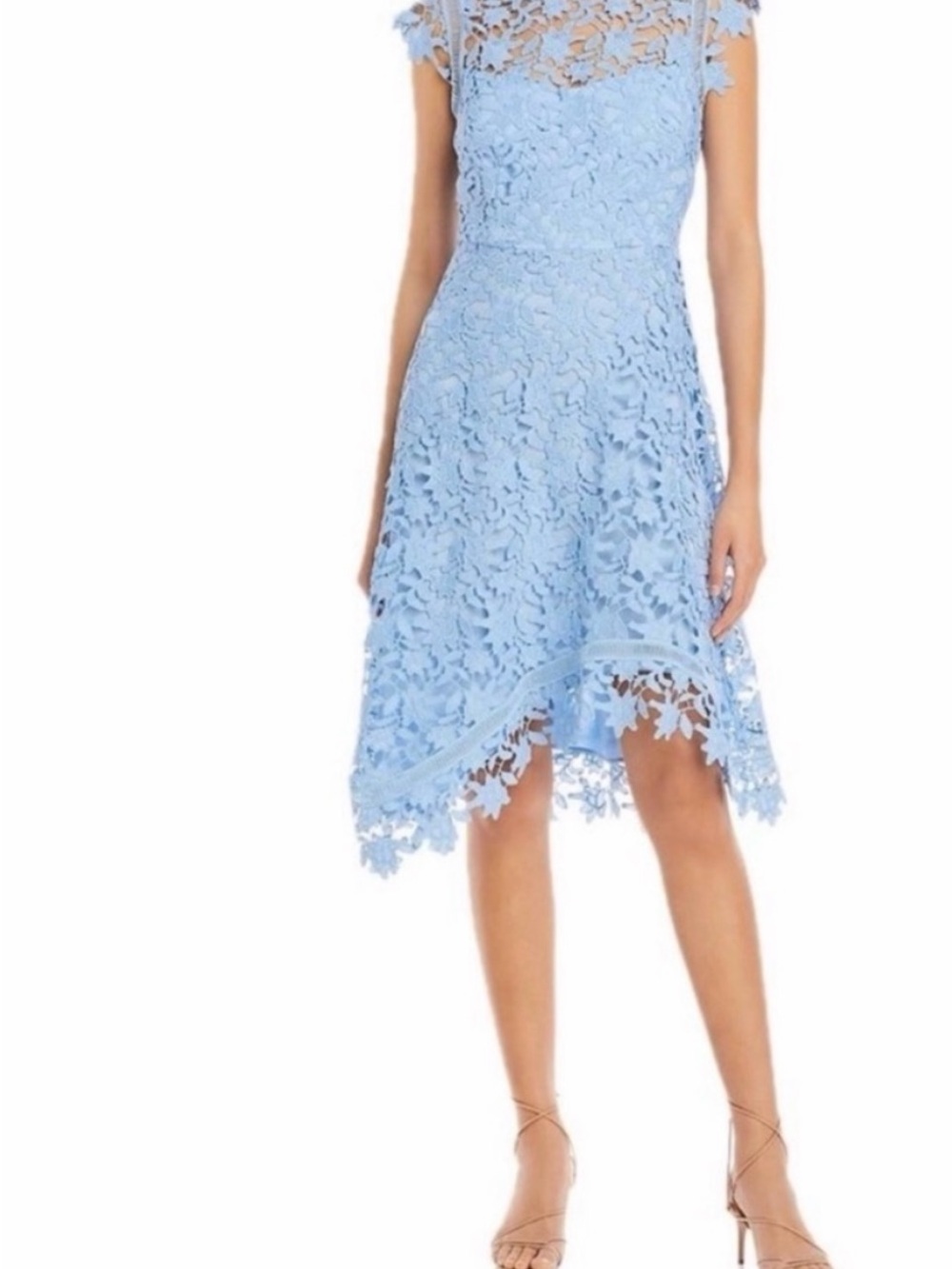 Eliza J Light Blue Lace
Asymmetrical Cap Sleeve Dress, Sz 14